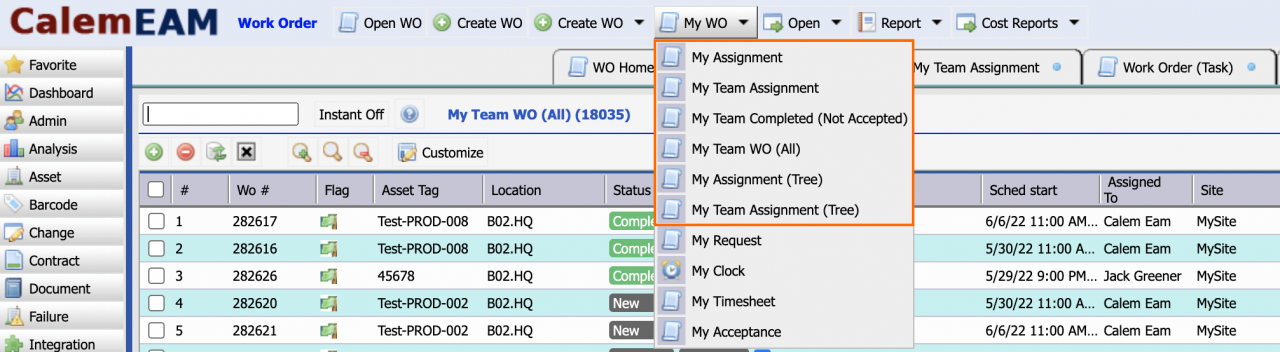How to Manage Work Orders Assigned to Me and My Team